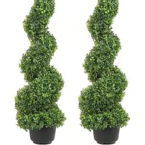 Artificial Topiaries Boxwood Trees 36 in. Green Artificial Boxwood Topiaries Wit